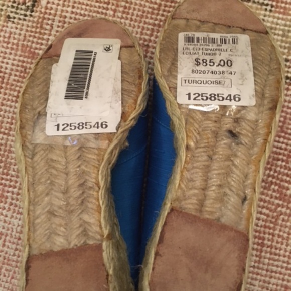 NWT Ralph Lauren Turquoise Shantung Silk Espadrilles - Picture 4 of 6